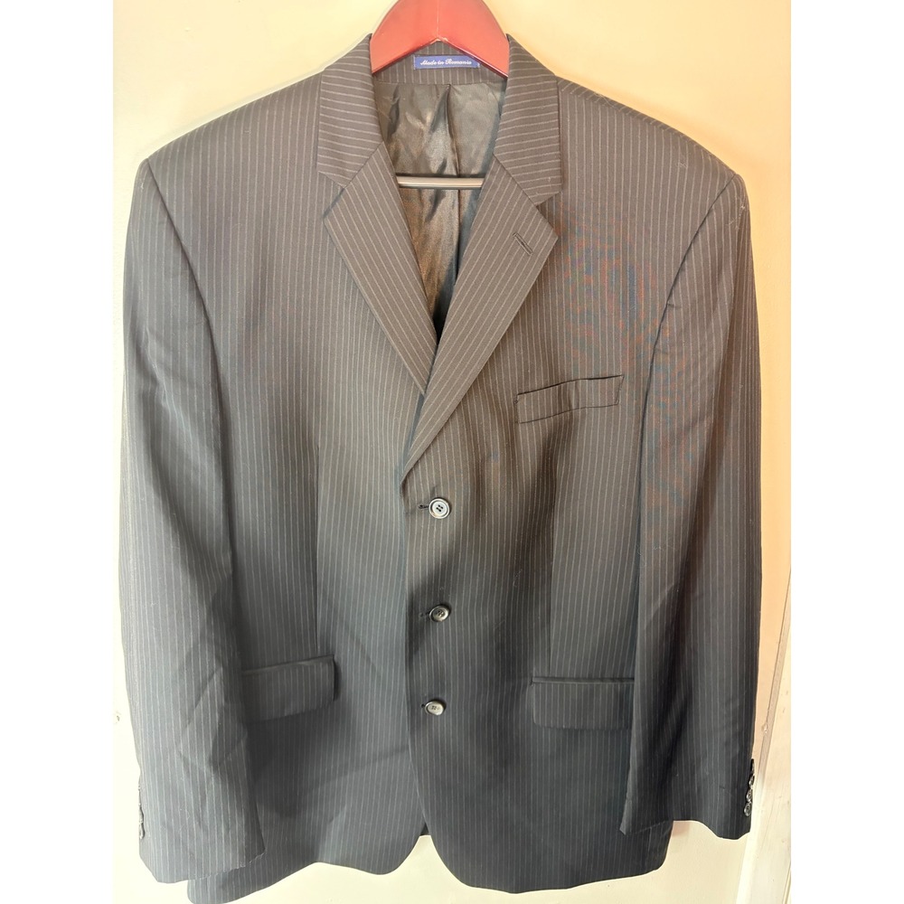 Calvin Klein Mens Wool Cashmere Pinstripe 3 Button Blazer Jacket 44R Romania